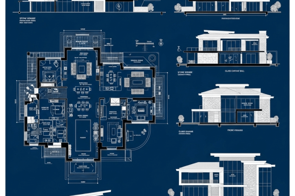 Desenho tecnico de uma casa de alto padrão Desenho tecnico de uma casa de alto padrão